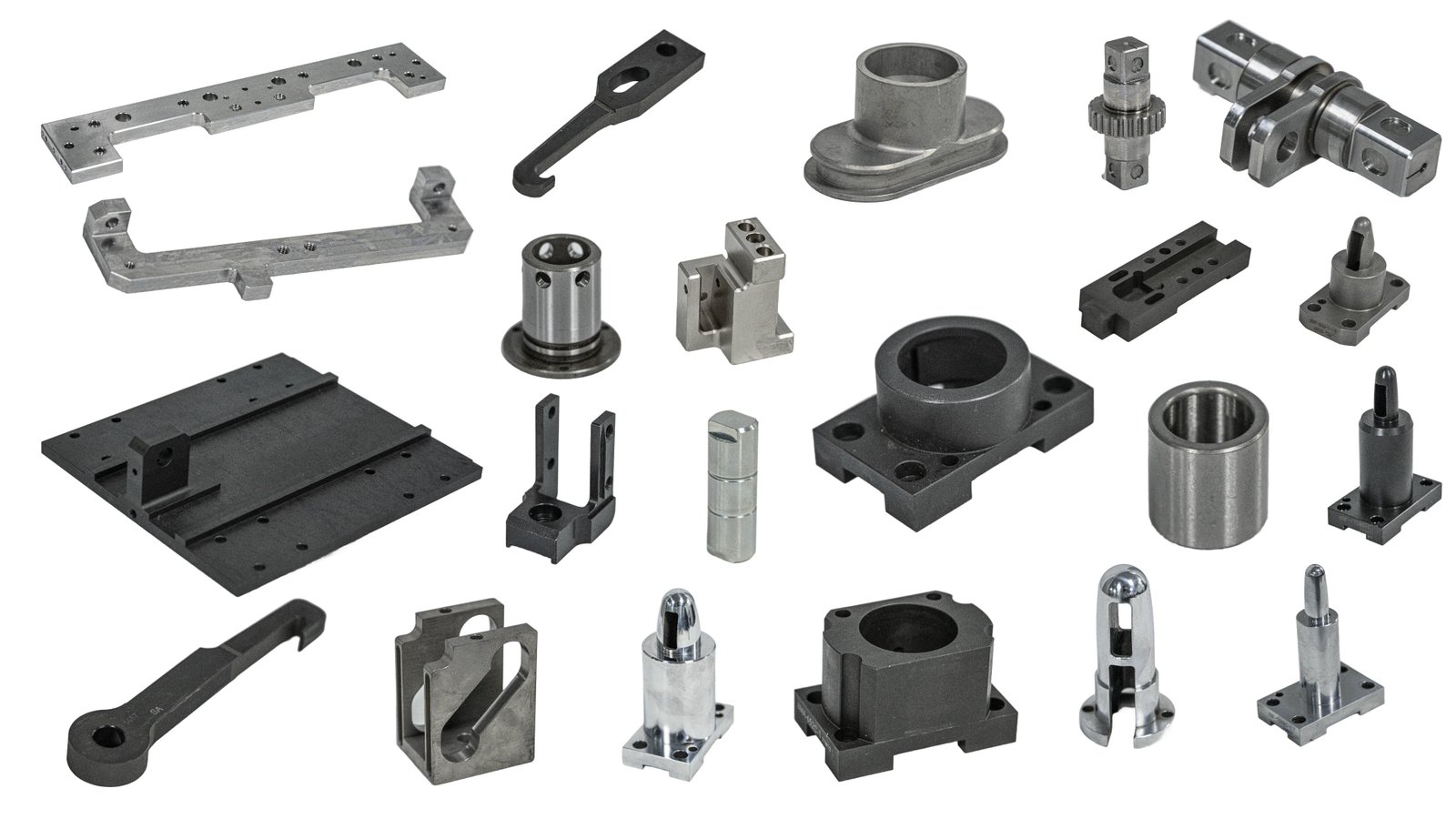Photographic assortment of machined metal components